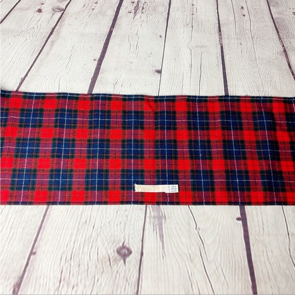 Vintage 1960’s Pendleton Wool Scarf Tartan Plaid Red Blue Green - Picture 7 of 10